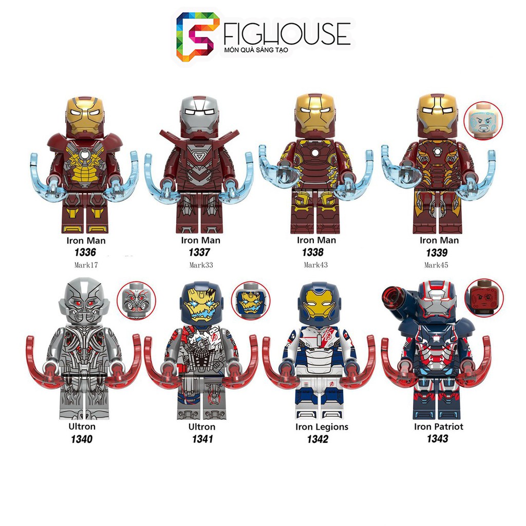Xếp Hình Minifigures Iron Man, Iron Patriot, Ultron - Đồ Chơi Lắp Ráp Logo X0267 [B2]