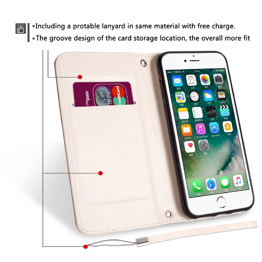 Bao da nắp gập phối màu có nam châm hút kèm ngăn đựng thẻ cho iPhone 11 pro max X XS MAX XR 6/6S 6/6SPlus 7/8 7/8Plus X