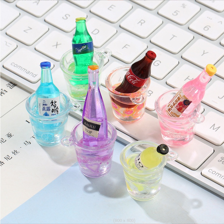 Charm mô hình chai nước ngọt ngâm xô đá cho các bạn trang trí nhà búp bê, làm móc khóa, DIY(SMD-2061)