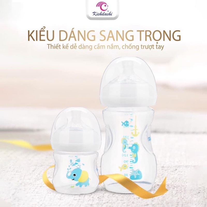 Bình Sữa Kichilachi Natural 125/260ml Nhựa PP Cao Cấp An Toàn Cho Bé