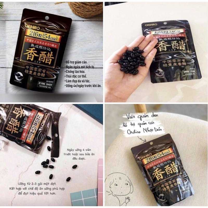 Giảm cân giấm đen Orihiro 216 viên - giảm cân dấm đen Orihiro Nhật Bản