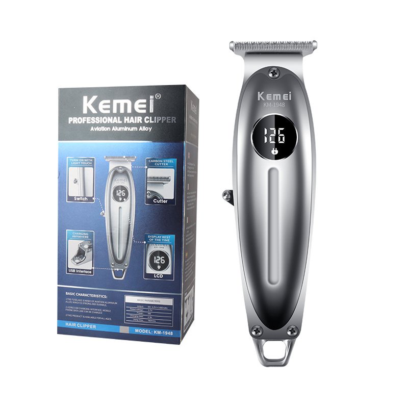 Tông đơ mẫu mới bấm viền kemei KM-1948 bạc cao cấp cho thợ 2023
