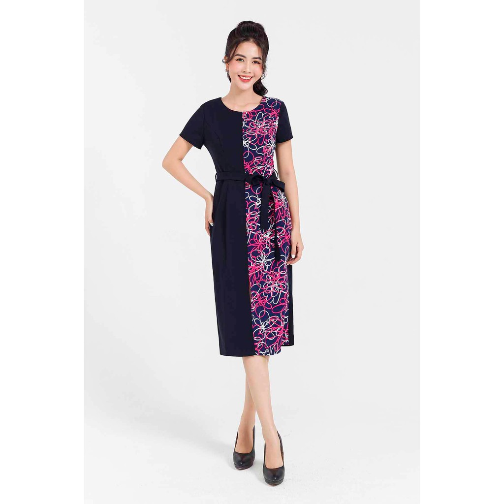 Đầm bigsize phối thân, nơ eo LAMER L63I21H011
