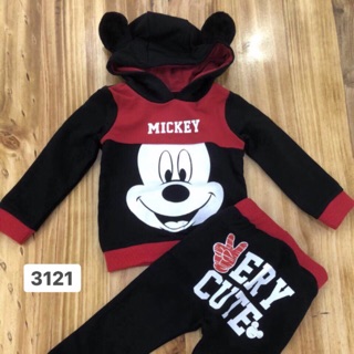 Bộ nỉ mickey đỏ đen