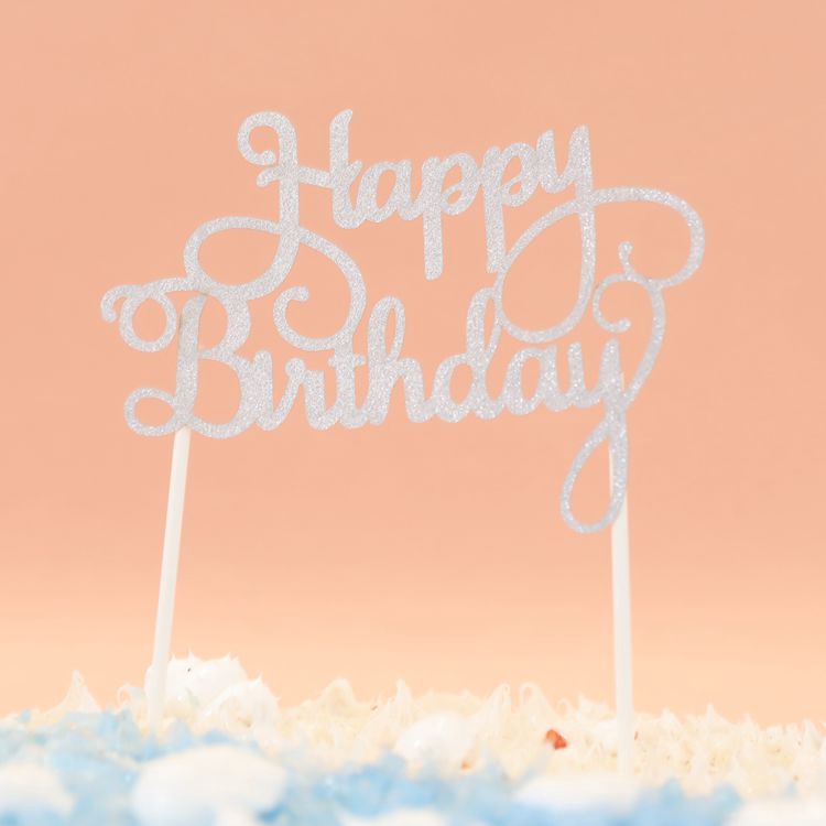 Glitter Flags Cake Topper Happy Birthday Party Supplies Decorations Tools