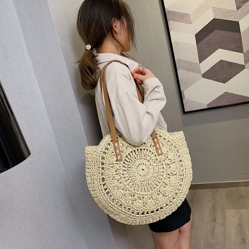 Túi Xách Đan Cói Cỡ Lớn Thời Trang Vintage Cho Nữ