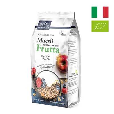 Ngũ cốc giảm cân ăn kiêng Muesli Sottolestelle các vị nho khô, hạnh nhân, trái cây, mix Berry hữu cơ 350g dùng ăn sáng
