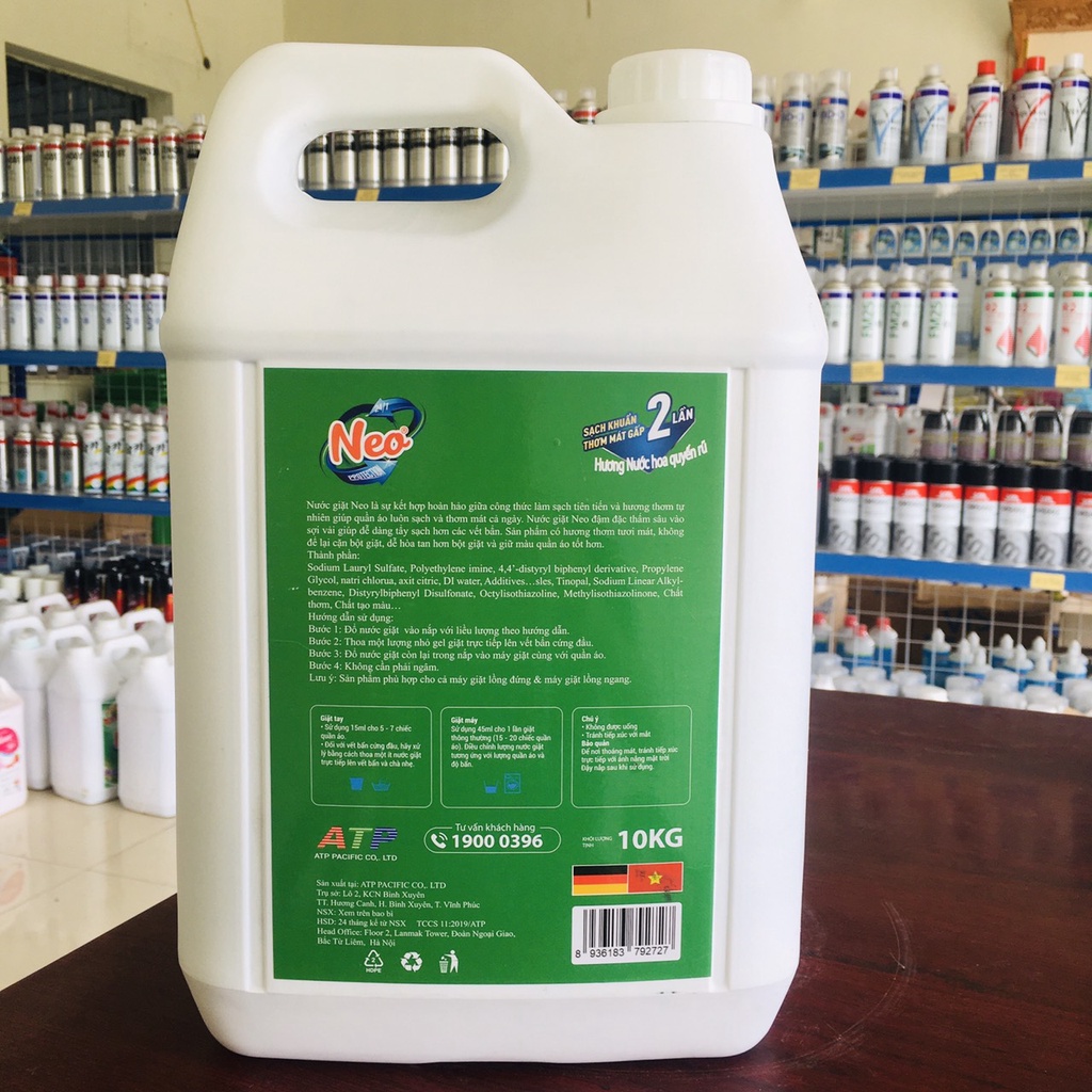 Nước giặt Neo hương nước hoa quyến rũ  xanh 10kg