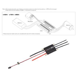 Động cơ không chổi than chống thấm nước FLYCOLOR 2-6S 90A ESC 5.5V/5A BEC cho tàu điều khiển từ xa