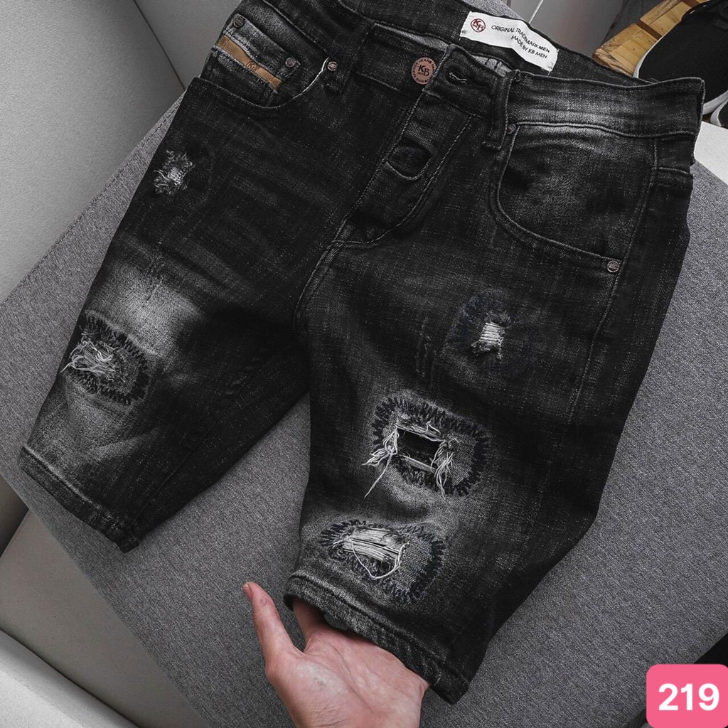 Quần short đùi jean nam xanh nhạt trơn không rách gối chất bò cao cấp co dãn 4 chiều cực đẹp, quần rin nam hado10