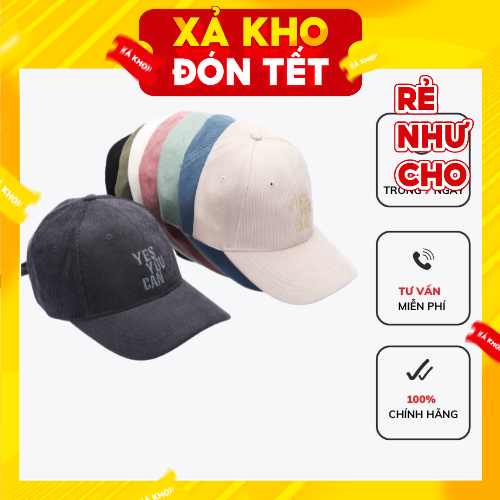 Mũ Lưỡi Trai Nam Nữ Jussy Fashion Nón Kết Yes You Can Phong Cách Nón Lưỡi Trai Chất Vải Nhung Gân Dày Mịn Thoáng Mát