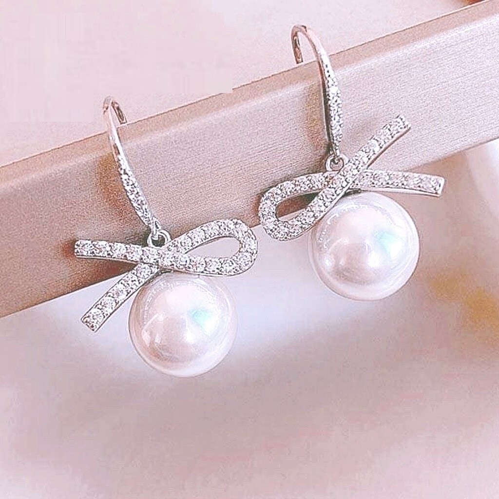 Khuyên tai bạc đẹp, bông tai bạc 925, kiểu dáng dài hạt tròn