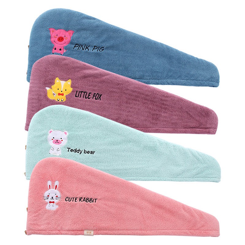 Khăn quấn ủ tóc nhanh khô siêu tốc chất liệu cotton 2 lớp mềm mại thấm hút tốt có nút cài