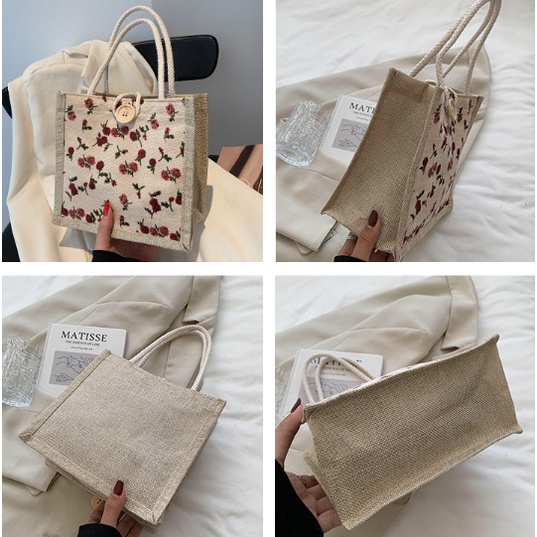 Túi Cói Đi Du Lịch Merci Sang Chảnh,Túi Cói Đi Biển- Có Lót và Khóa Kéo Bên Trong