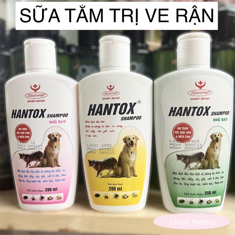 Sữa Tắm Trị Ve Rận Bọ Chét Chó Mèo Hantox Shampoo Vàng 200ml