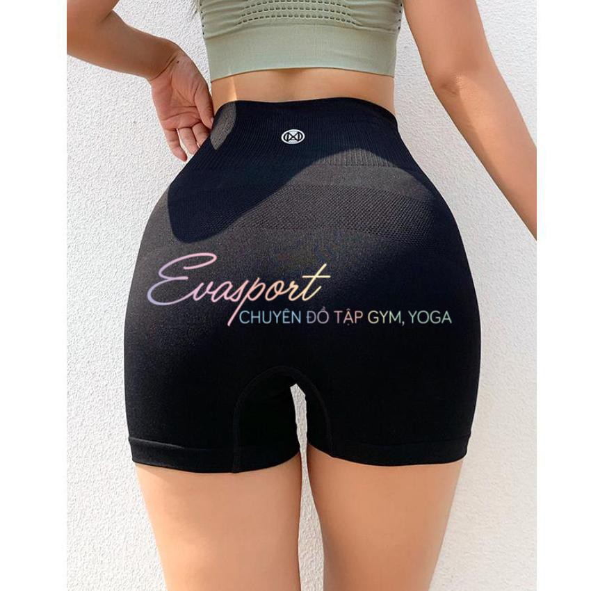 Quần Đùi cạp cao nâng mông EVA NAQI tập GYM, yoga, zumba nữ vải dệt kim , chất vải co giãn thoáng mát -EvaSport_vn