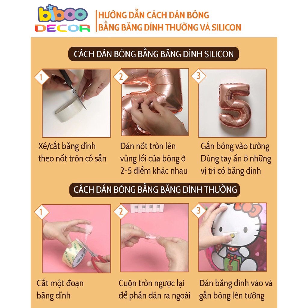 Combo set bóng bay trang trí sinh nhật, trang trí thôi nôi, trang trí đầy tháng bé trai bé gái - BiBoo Decor 6B