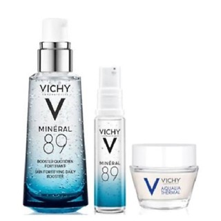 Combo Vichy Dưỡng Ẩm (Khoáng Cô Đặc Mineral 89 Tặng Gel Dưỡng Ẩm 15ml Và Khoáng Cô Đặc 10ml)