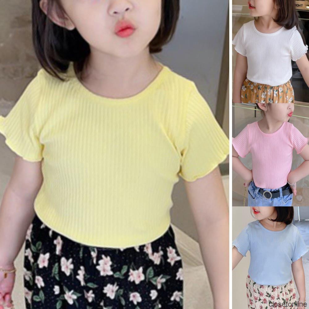 Áo Thun Cotton Tay Ngắn Màu Sắc Ngọt Ngào Thời Trang Mùa Hè Cho Bé Gái