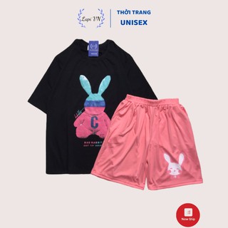Đồ Bộ Nam Nữ Hoạt Hình Uniex Tay Lỡ Bad Rabit Đen Lapi VN, Đồ Bộ Cartoon, Freesize, Thun Cotton, Nam Nữ Đều Mặc Được