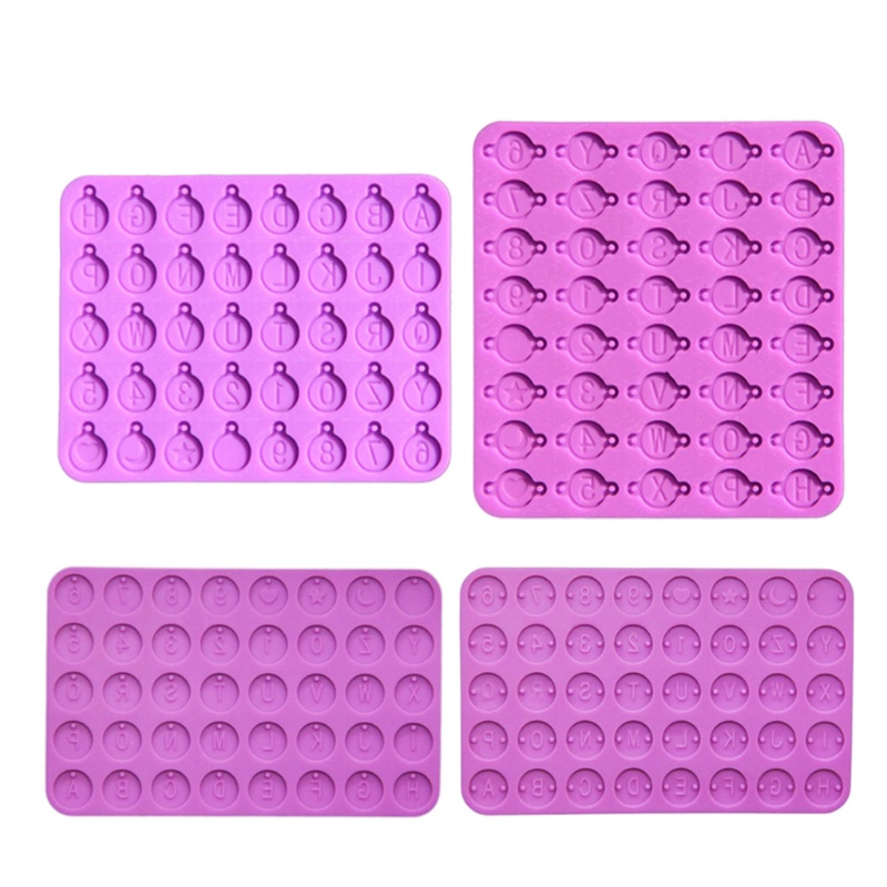 Set 4 Khuôn Silicone Hình Tròn / Chữ Cái Làm Trang Sức Thủ Công
