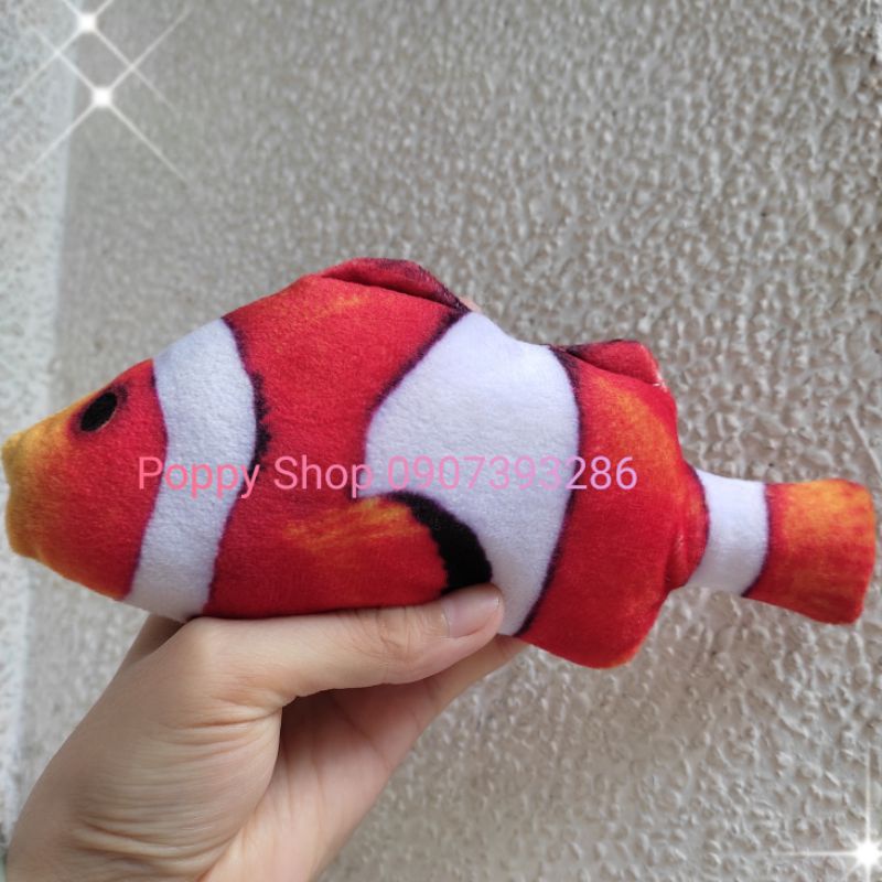 Đồ Chơi Gối Ôm Cá Nhồi Bông 3D Cao Cấp Catnip Cho Chó Mèo Cưng Size 17 Cm