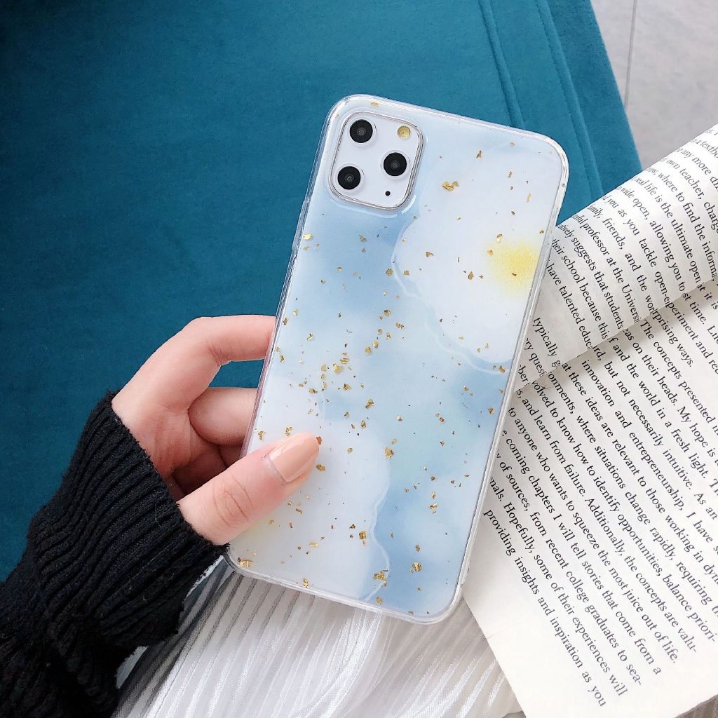 Ốp lưng mềm chống rơi họa tiết hoa và lá vàng cho IPhone 11 11pro Max 6 7 8 6plus 7plus 8plus X XS XR XSmax | BigBuy360 - bigbuy360.vn