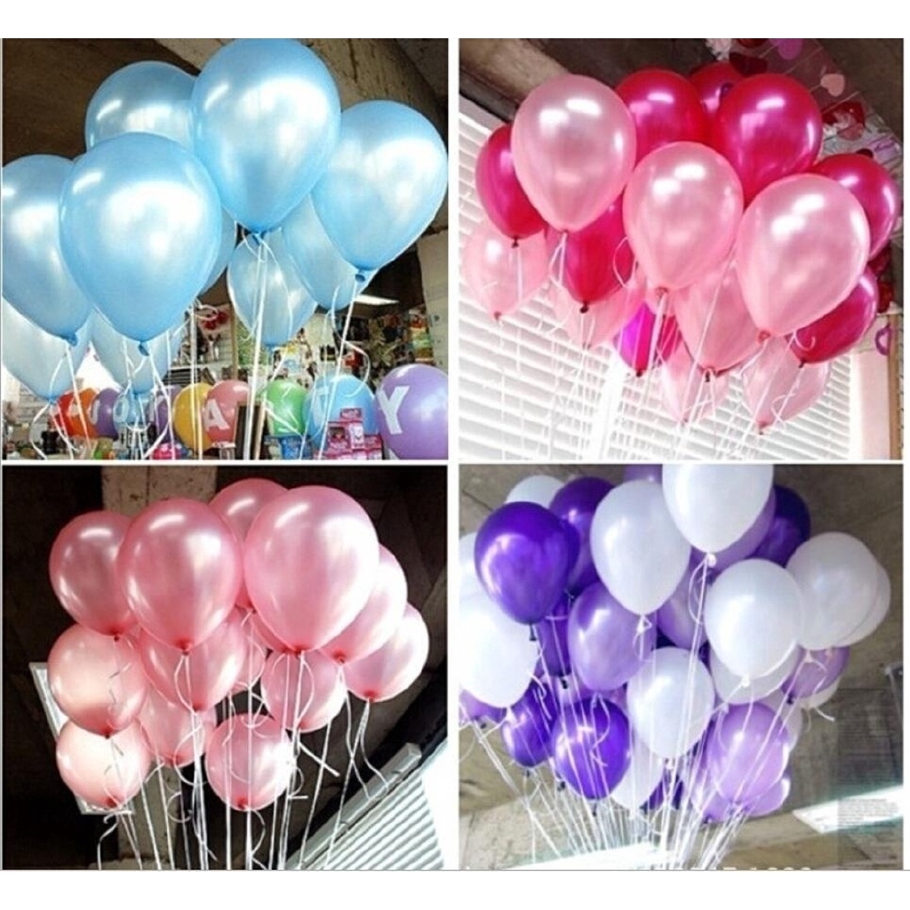 Set 50 bóng bay cao su ánh ngọc trai chất lượng cao 12 inch 2.8gm dùng trang trí tiệc cưới / sinh nhật