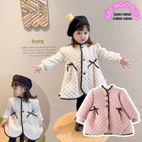 Áo khoác bé gái, áo khoác dáng dài phong cách Hàn Quốc dành cho bé yêu Bắp Ngô Kids size từ 8 đến 16kg