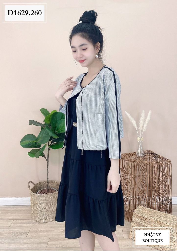 ÁO KHOÁC VEST VIỀN ĐEN - D1629