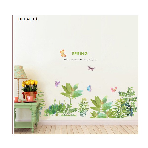 Decal chân tường lá cỏ
