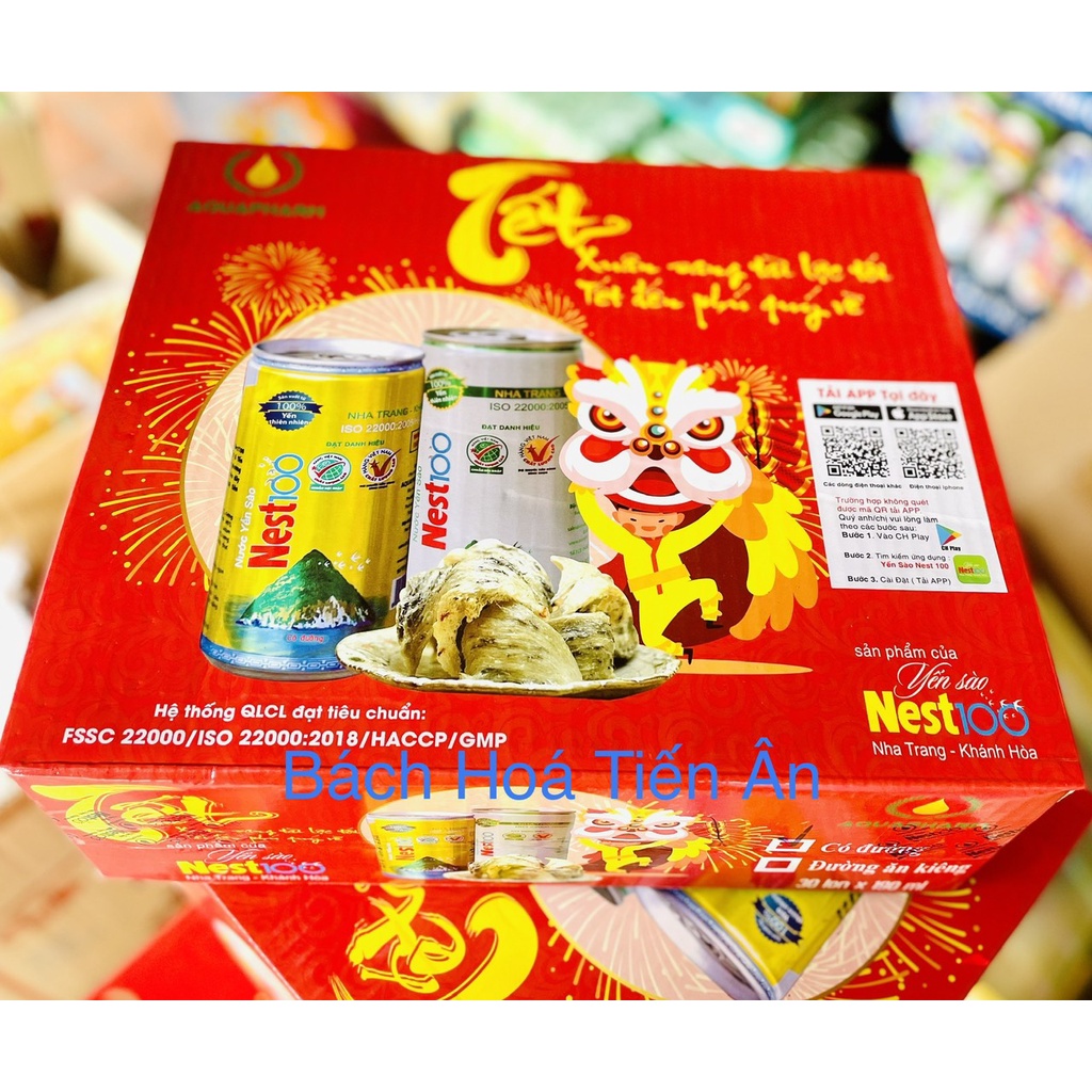 Thùng 30 Lon Yến  Nest100  Khánh Hòa 190ml Có Đường ( đường ăn Kiêng )