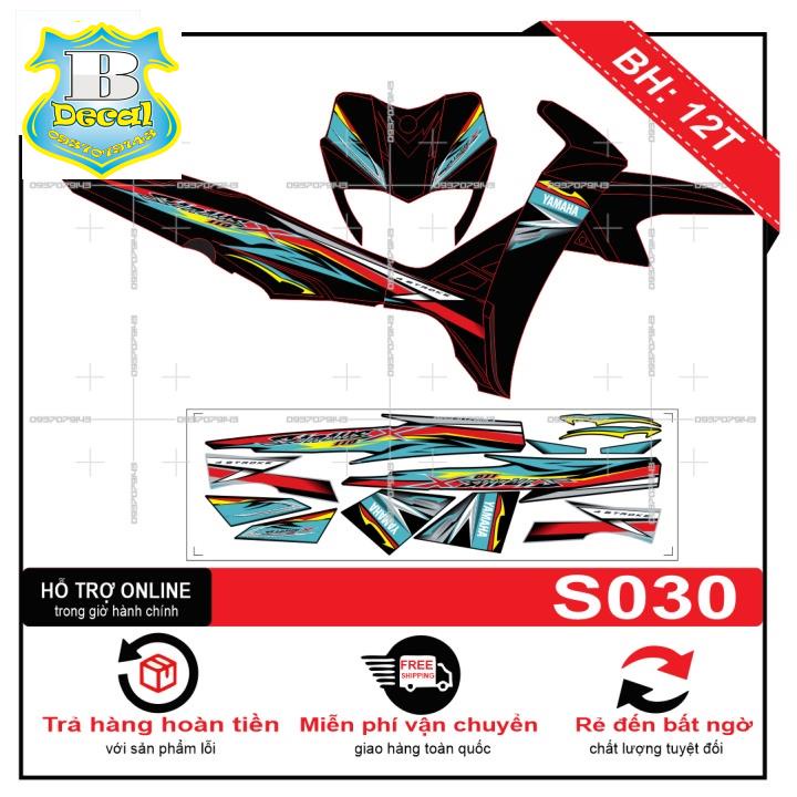 ( Quí khách vui lòng mang ra tiệm cho thợ dán ) Tem sirius xanh đỏ đen S030 [Bi Decal]