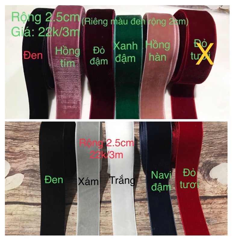 3m ruy băng nhung rộng 2.5cm