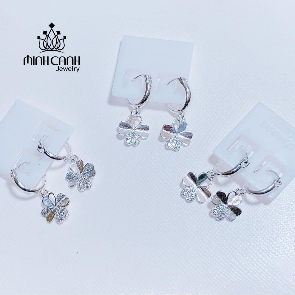 Bông Tai Bạc Cỏ 4 La Treo - Minh Canh Jewelry