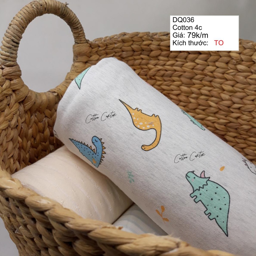 [VẢI COTTON] may đồ cho bé - mẹ tập may - khủng long