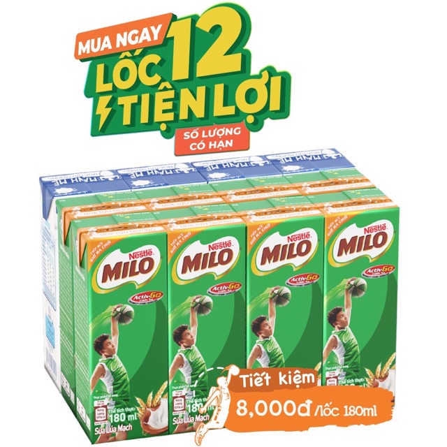 Sữa uống  ngũ cốc lúa mạch milo 180ml