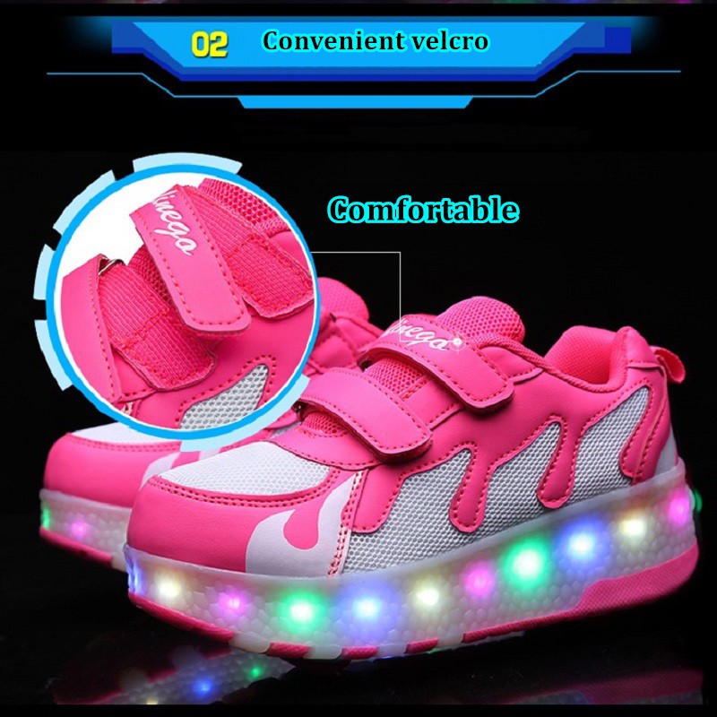 Giày Trượt Patin Có Bánh Xe Tích Hợp Đèn Led Size 29-40 Cho Bé