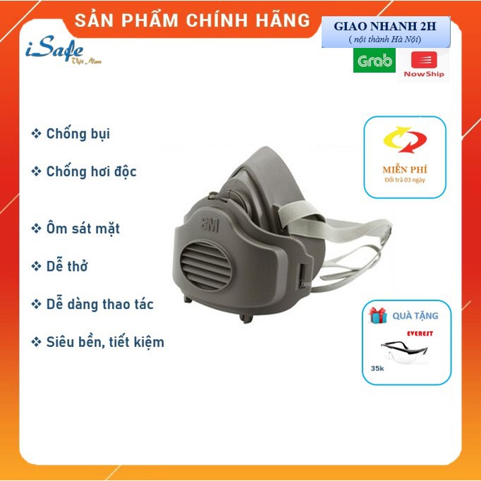 Mặt nạ phòng độc 3M 3200 chính hãng - Mặt nạ chống độc, chống bụi hiệu quả - dùng phun sơn, phun xịt hóa chất