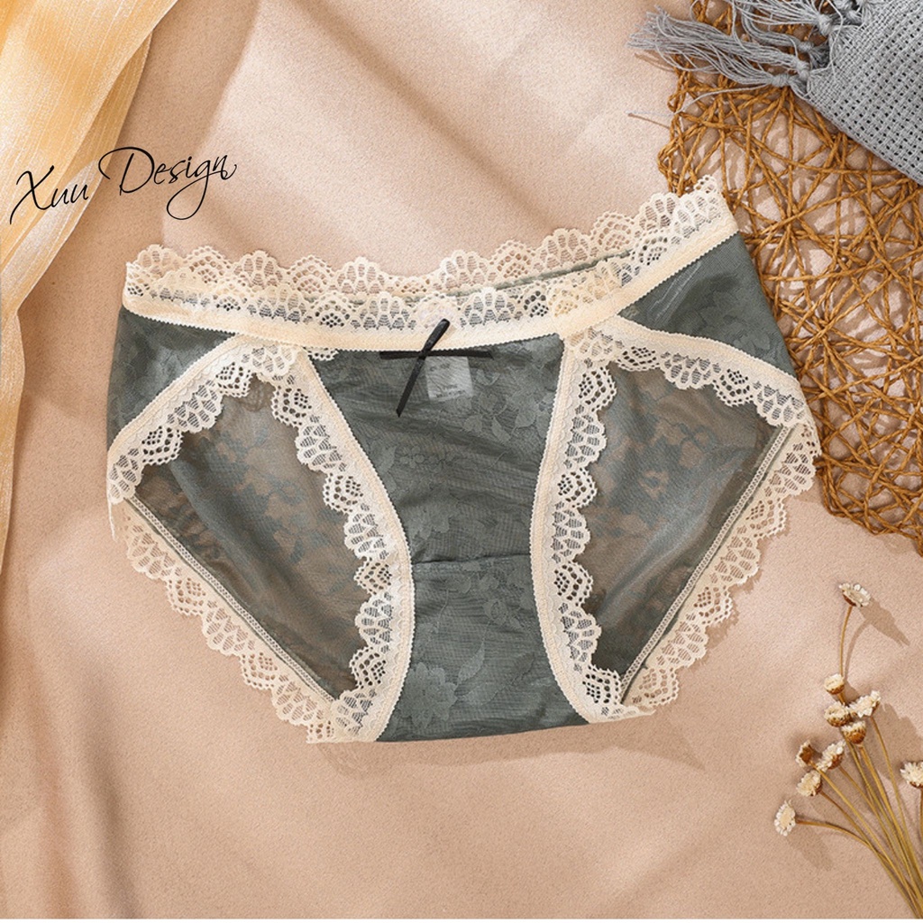 Quần lót nữ ren gấm cao cấp XUU mềm mại thoáng khí phong cách sexy QC49