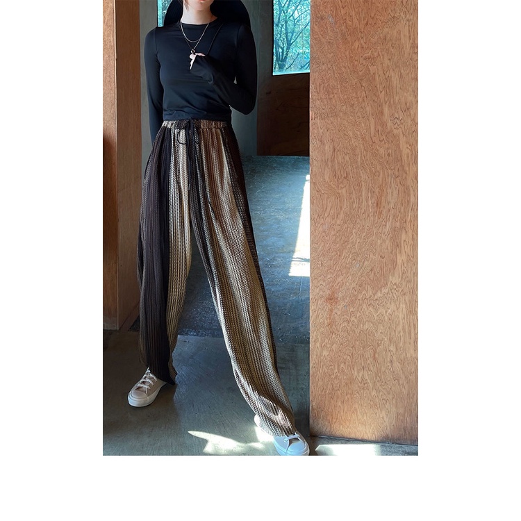 Women's Fashion Color Wide-Length High Waisted Long Pants