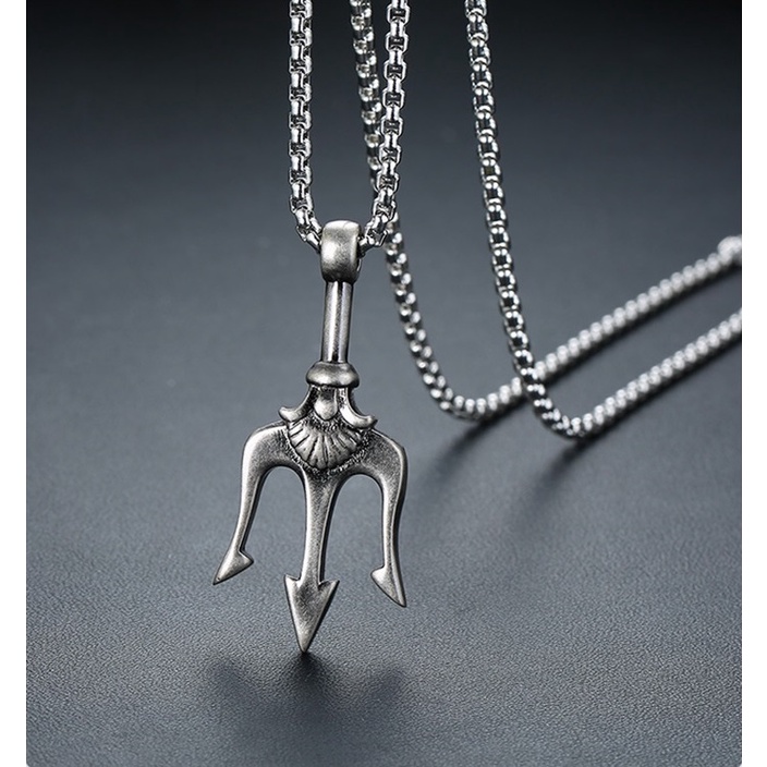 Vòng cổ nam dây chuyền màu bạc nam nữ unisex Loki Accessories Titan đẹp phụ kiện thời trang - Vòng cổ Aquaman Trident