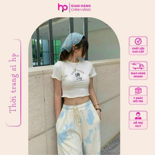 Áo croptop cộc tay cổ tròn chất thun gen phong cách Hàn Quốc trẻ trung năng động