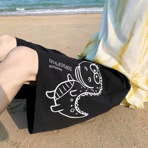 Quần short thể thao vải lụa lạnh nhanh khô in hình khủng long thời trang mùa hè cho nam size M-8XL