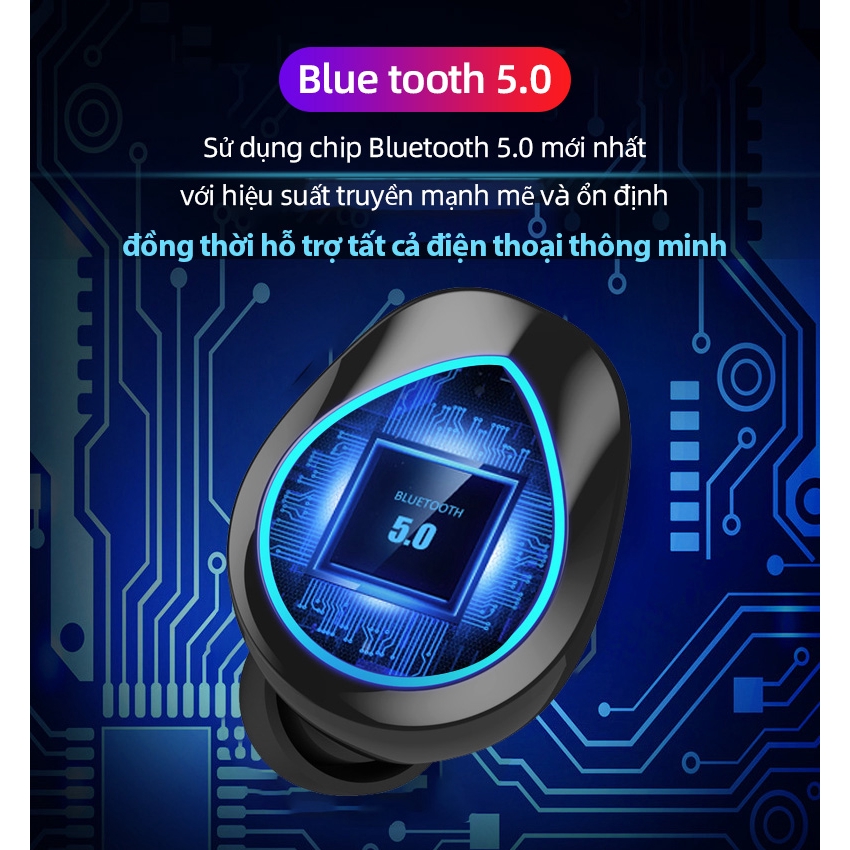 Tai nghe Bluetooth cảm ứng không dây có màn hình hiển thị chống nước tốt chất lượng cao | BigBuy360 - bigbuy360.vn