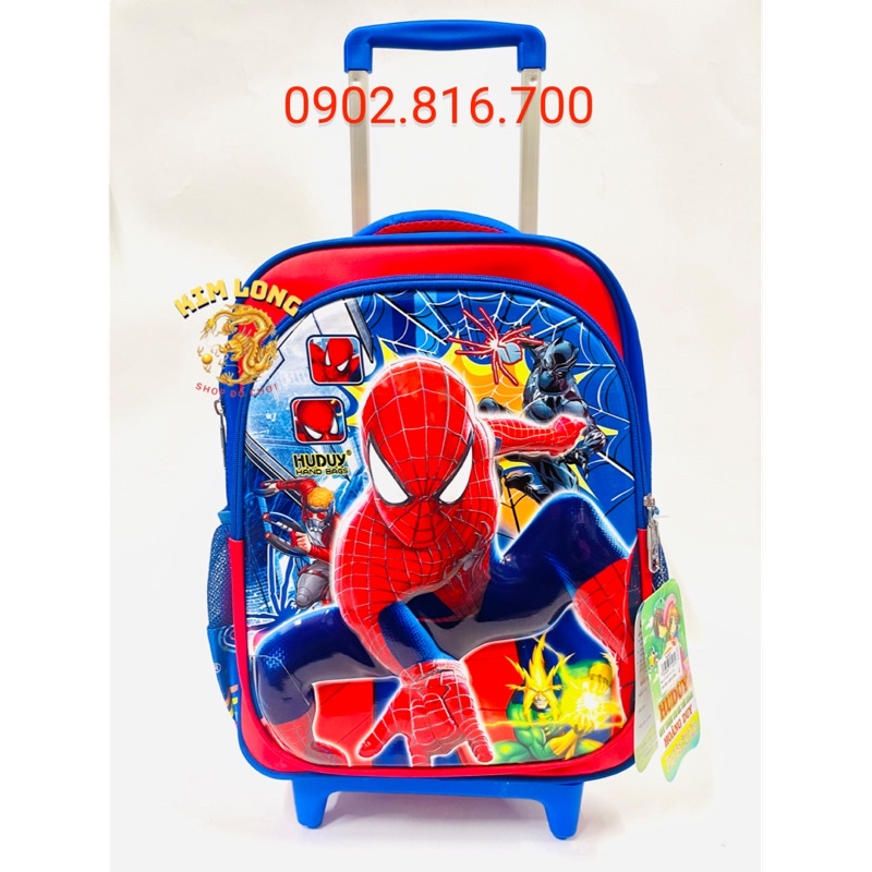 Ba lô cần kéo đi học cho bé trai tiểu học cấp 1 hình siêu nhân nhện Spiderman