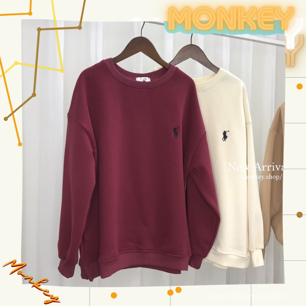 Áo sweater unisex logo trơn jordan bo gấu nỉ bông 2 lớp Monkeyshop