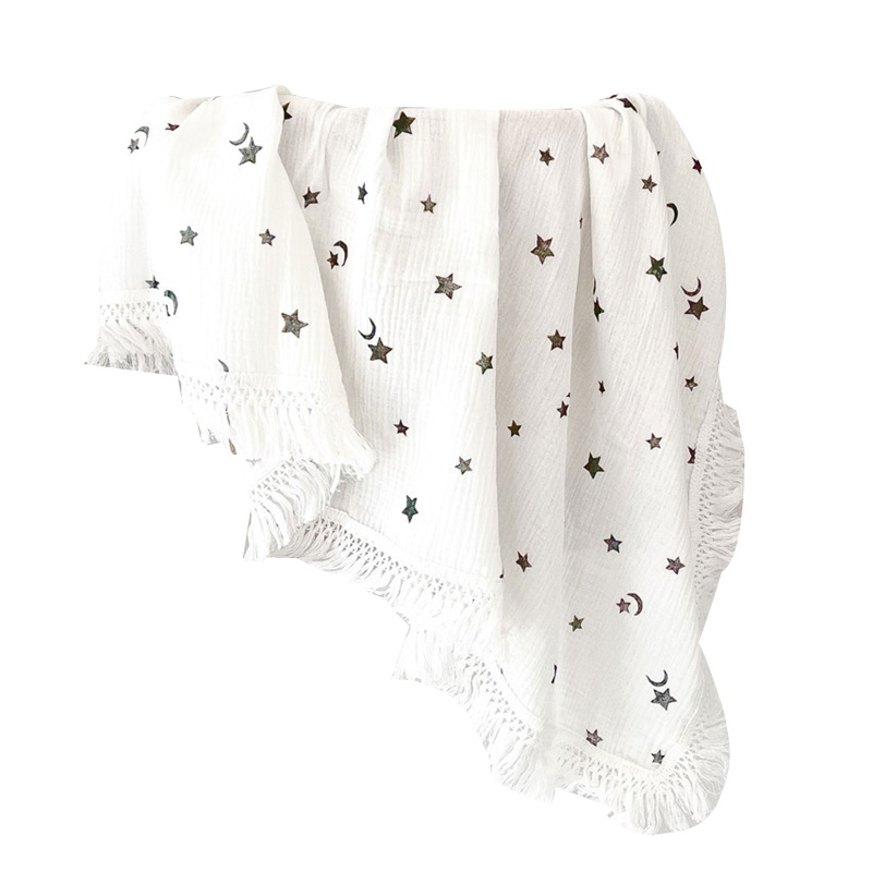 Chăn Quấn Em Bé Chất Liệu Cotton Mềm Phối Tua Rua Phong Cách Hồi Giáo