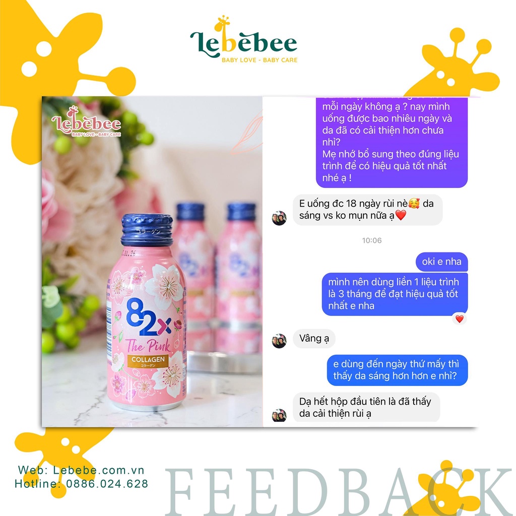 Nước uống Collagen 82x the Pink - lốc 10 chai (100ml)