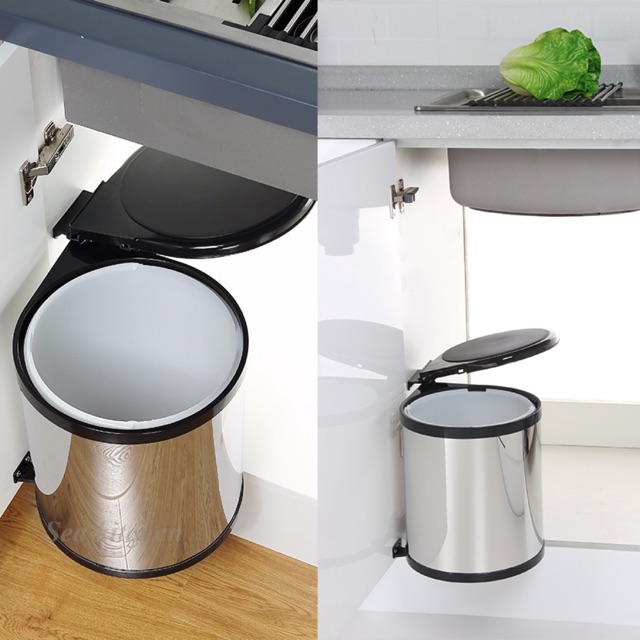 THÙNG RÁC INOX SÁNG BÓNG GẮN CÁNH CAO CẤP